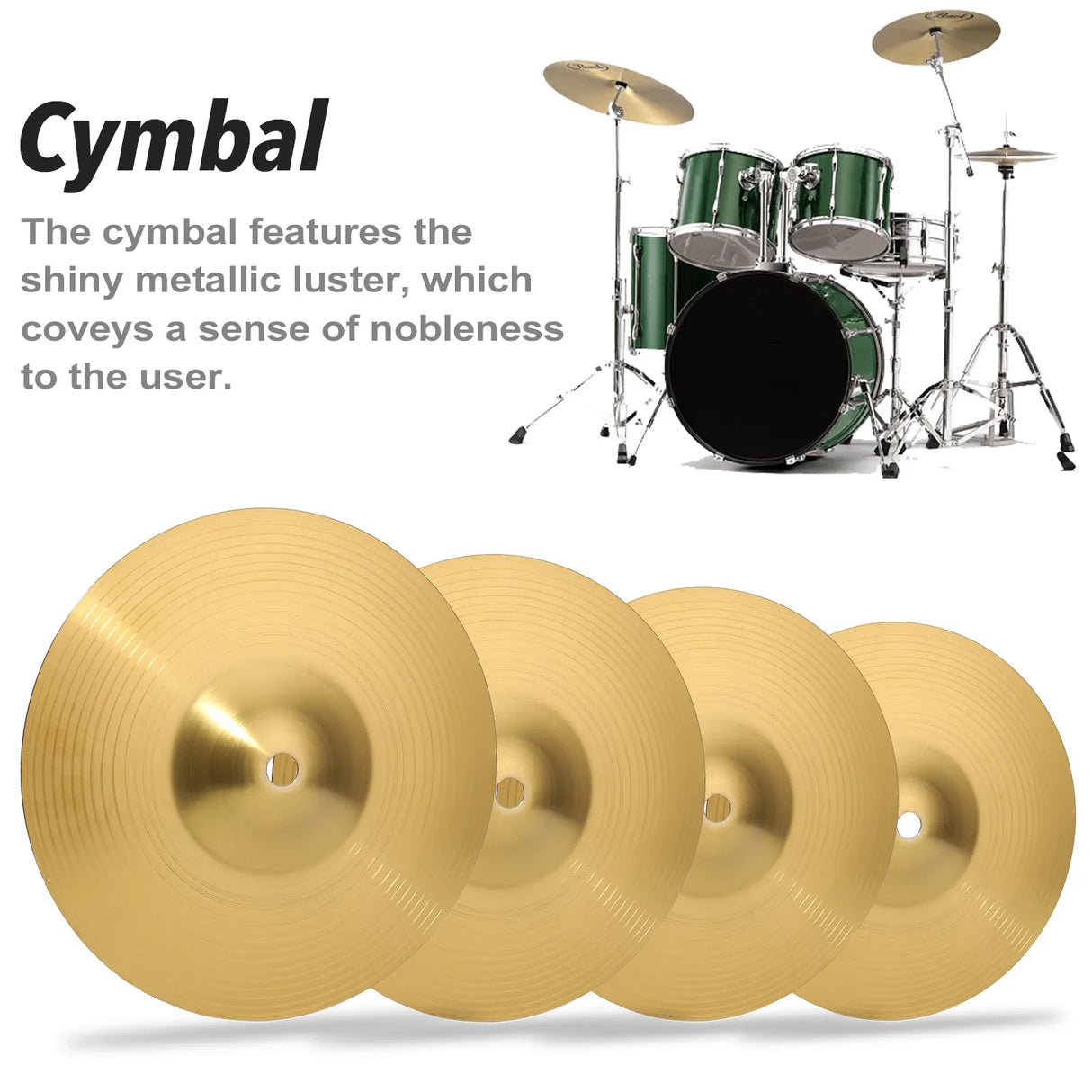 Brass Crash Cymbal Drum Instrument Cymbals Practical Alloy Cymbal for Percussion Instruments Accessories Players Beginners