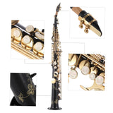 Brass Straight Soprano Saxophone Bb BFlat Woodwind Instrument Natural Shell Key Carve Pattern with Carrying Case Sax Accessories