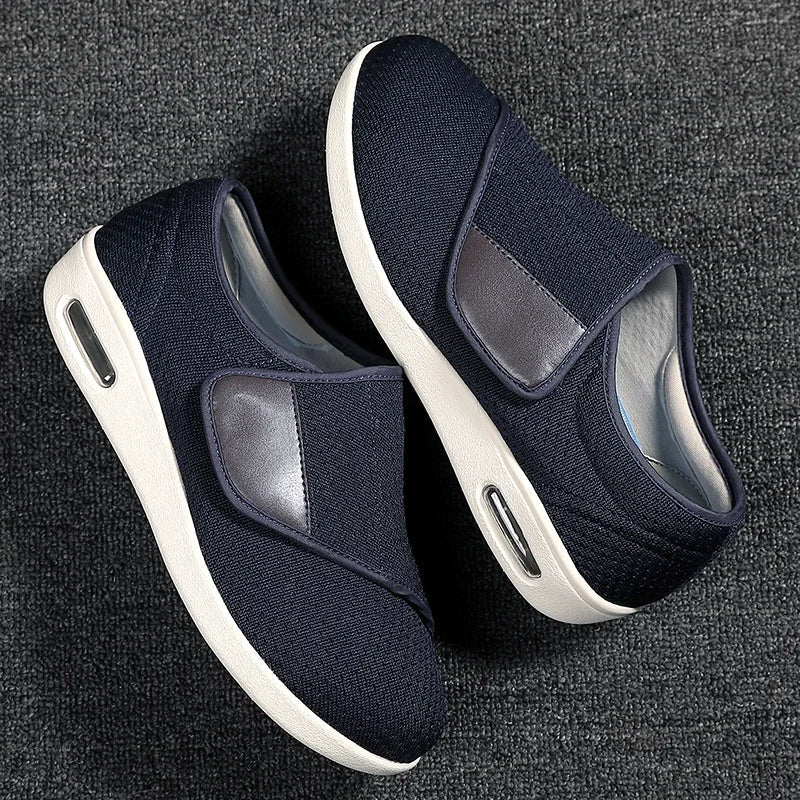 Breathable Non Slip Casual Shoes Air Cushion Wide Feet Swollen Shoes Comfortable Diabetic Shoes Adjustable Elastic Men Sneakers