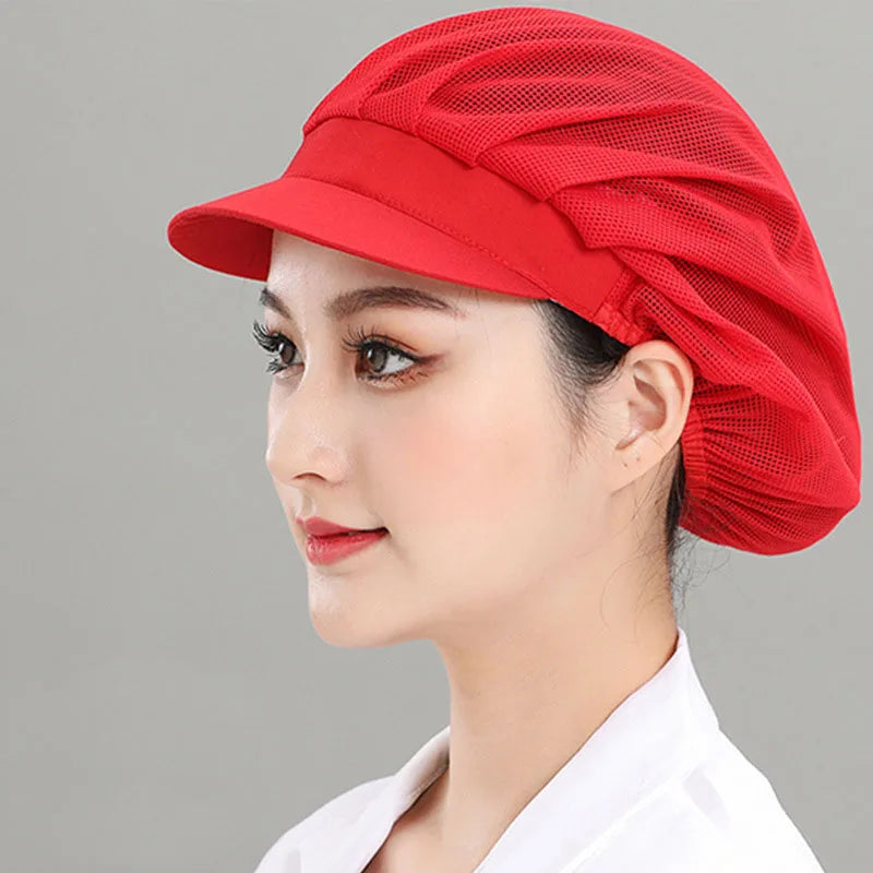 Breathable mesh Both Sexes Workshop Cap Hotel Restaurant Kitchen Cafe Bakery Work Hats Catering Industry Back Kitchen Chef Cap