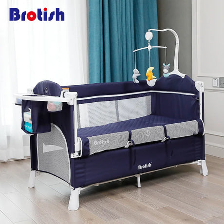 Brotish New Upgrade Multifuction Baby Crib Splicing Large Kid Bed Removable bb Portable Folding Newborn Cot Bedside Bed Cradle