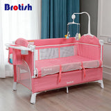 Brotish New Upgrade Multifuction Baby Crib Splicing Large Kid Bed Removable bb Portable Folding Newborn Cot Bedside Bed Cradle