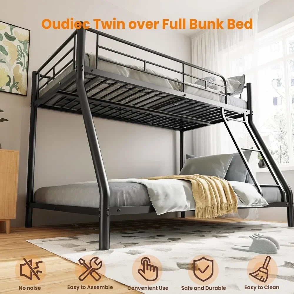 Bunk Bed with Ladder and Safety Railing, Suitable for Children/adult Bedrooms, Space-saving Design,no Box Spring Required, Black