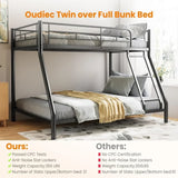 Bunk Bed with Ladder and Safety Railing, Suitable for Children/adult Bedrooms, Space-saving Design,no Box Spring Required, Black