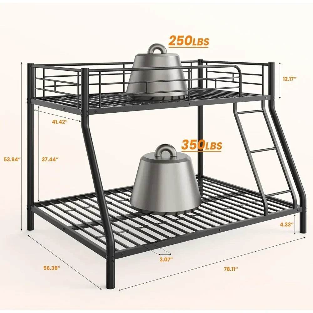 Bunk Bed with Ladder and Safety Railing, Suitable for Children/adult Bedrooms, Space-saving Design,no Box Spring Required, Black