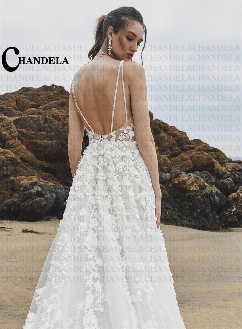 CHANDELA Chic Modern Wedding Dresses A-Line Spaghetti Straps Appliques Pleat Bridal Gown Robe De Mariée For Women Custom Made