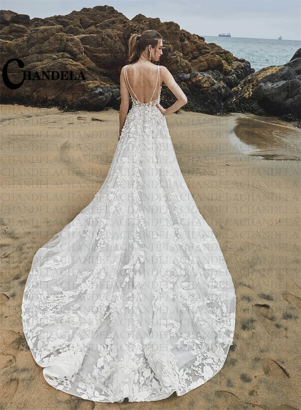 CHANDELA Chic Modern Wedding Dresses A-Line Spaghetti Straps Appliques Pleat Bridal Gown Robe De Mariée For Women Custom Made