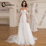 CHANDELA Elegant Wedding Dresses Off the Shoulder Sweetheart Appliques A-Line Bridal Gown Robe De Mariée For Women Custom Made