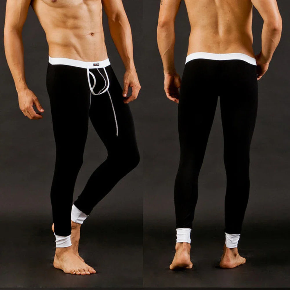 CLEVER-MENMODE Winter Pants Men Thermal Warm Long Johns Pants Autumn Tight Leggings Inner Pants Modal Underwear Pouch Pants