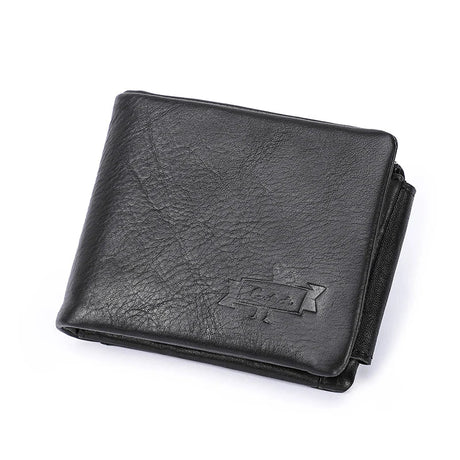 CONTACT'S Genuine Crazy Horse Leather Men Wallets Vintage Trifold Wallet Zip Coin Pocket Purse Cowhide Leather Wallet For Mens