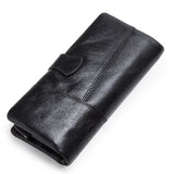 CONTACT'S Genuine Leather Men's Long Wallet With Phone Bag Zipper Coin Pocket Purse Male Clutch Wallets For Men Portfel Small