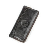 CONTACT'S Genuine Leather RFID Long  Women's Wallets Skull Pattern Zipper Women's Purses Card Holders Luxury Designer Money Clip