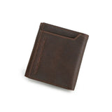 CONTACT'S Genuine Leather Retro Short Wallets for Men RFID Trifold Card Holders Zipper Coin Purses Money Clips Male Mini Wallets