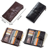 CONTACT'S Genuine Leather Wallets for Men Long Casual Bifold Men Clutch Wallet Card Holder Coin Purse Money Clip Women's Wallets