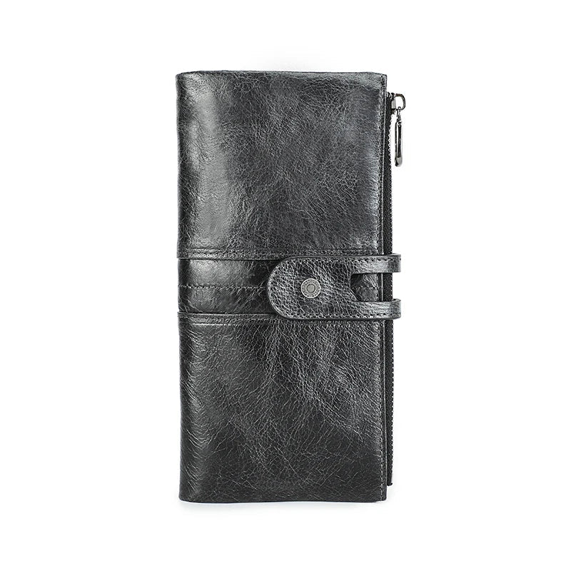 CONTACT'S Genuine Leather Wallets for Men Long Casual Bifold Men Clutch Wallet Card Holder Coin Purse Money Clip Women's Wallets