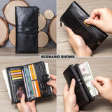 CONTACT'S Genuine Leather Wallets for Men Long Casual Bifold Men Clutch Wallet Card Holder Coin Purse Money Clip Women's Wallets