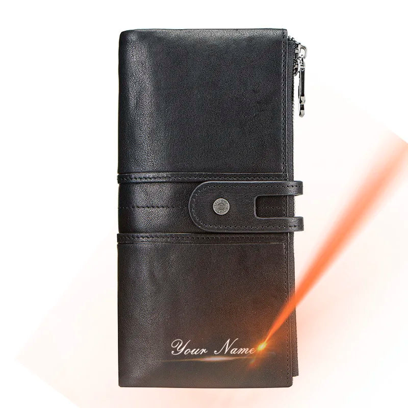 CONTACT'S Genuine Leather Wallets for Men Long Casual Bifold Men Clutch Wallet Card Holder Coin Purse Money Clip Women's Wallets