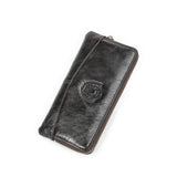 CONTACT'S Genuine Leather Wallets for Women Long Zipper Fashion Women's Purses Skull Pattern Card Holder Coin Pocket Female Bags