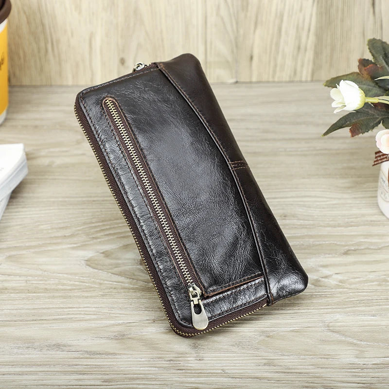 CONTACT'S Genuine Leather Wallets for Women Long Zipper Fashion Women's Purses Skull Pattern Card Holder Coin Pocket Female Bags