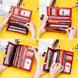 CONTACT'S Genuine Leather Women Wallet Long Fashion Purse Snake Pattern 2 Styles Big Capacity Phone Bag Coin Pocket Card Holder