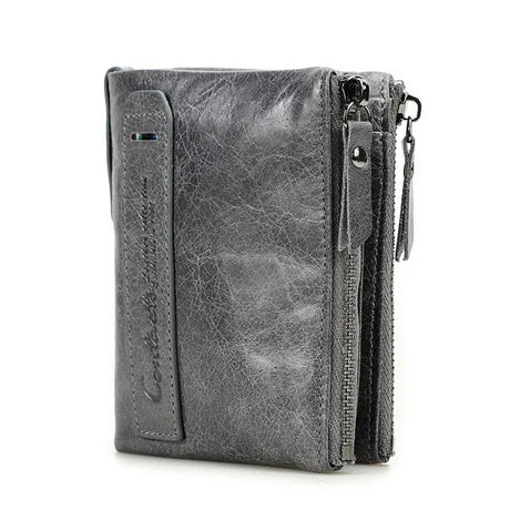 CONTACT'S HOT Genuine Crazy Horse Cowhide Leather Men Wallet Short Coin Purse Small Vintage Wallets Brand High Quality Designer