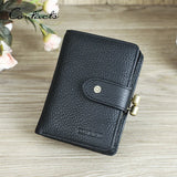 CONTACT'S Kiss Lock Wallets for Women RFID Genuine Leather Metal Frame Card Holders Coin Purses Luxury Designer Female Handbags