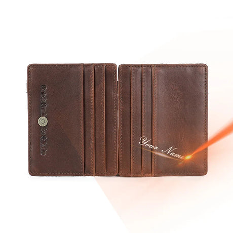 CONTACT'S Magic Wallets Genuine Leather Men Slim Wallets RFID Card Holders Money Clip Ultra Thin Small Mini Wallets for Men Gift