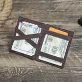 CONTACT'S Magic Wallets Genuine Leather Men Slim Wallets RFID Card Holders Money Clip Ultra Thin Small Mini Wallets for Men Gift