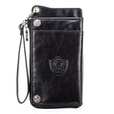 CONTACT'S Men's Wallet Genuine Leather Clutch Man Walet Brand Luxury Male Purse Long Wallets Zip Coin Purse  6.5" Phone Pocket