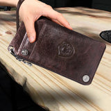 CONTACT'S Men's Wallet Genuine Leather Clutch Man Walet Brand Luxury Male Purse Long Wallets Zip Coin Purse  6.5" Phone Pocket