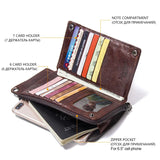 CONTACT'S Men's Wallet Genuine Leather Clutch Man Walet Brand Luxury Male Purse Long Wallets Zip Coin Purse  6.5" Phone Pocket