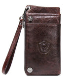 CONTACT'S Men's Wallet Genuine Leather Clutch Man Walet Brand Luxury Male Purse Long Wallets Zip Coin Purse  6.5" Phone Pocket