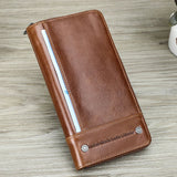 CONTACT'S RFID Men Wallet Genuine Leather Clutch Wallets Male Casual Long Purse with Phone Pocket Large Capacity Card Holder Bag