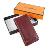 CONTACT'S RFID Men Wallet Genuine Leather Clutch Wallets Male Casual Long Purse with Phone Pocket Large Capacity Card Holder Bag