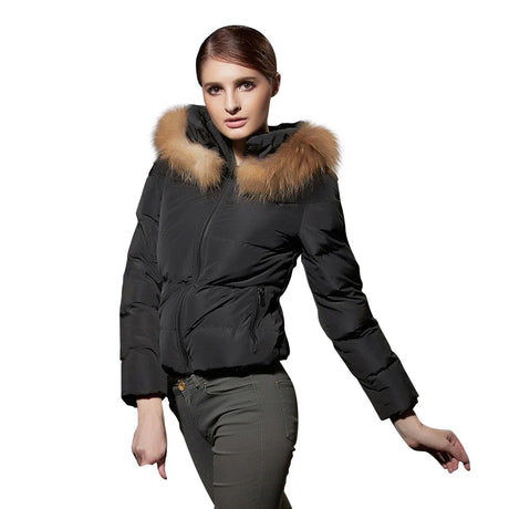 COUTUDI Women Winter Down Coat With Fur Hooded Puffer Jacket Ladies Short Warm Puffer Coat Female Vintage Parka Outerwear Outfit