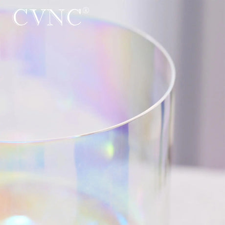 CVNC 6 Inch Natural Cosmic Light Alchemy Clear Quartz Crystal Singing Bowl for Sound Healing with Free Mallet and O-ring