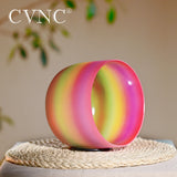 CVNC 8 Inch Candy Rainbow Colored Quartz Crystal Singing Bowl for Sound Healing with Free Mallet