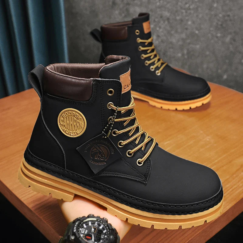 CYYTL Men Boots Winter Casual Shoes Designer Luxury Platform Cowboy Chelsea Tactical Military Work Safety Leather Ankle Sneakers