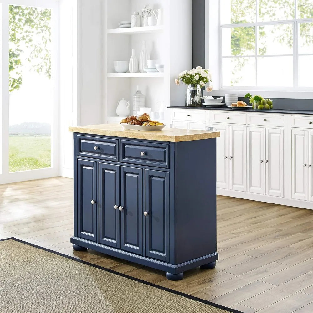 Cabinet Kitchen Furniture Madison Kitchen Island With Butcher Block Top Wheelbarrow Navy Bar Cart Portable Trolley Shelf Chariot