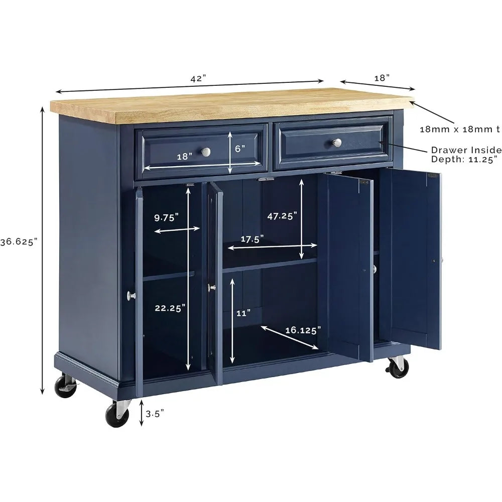 Cabinet Kitchen Furniture Madison Kitchen Island With Butcher Block Top Wheelbarrow Navy Bar Cart Portable Trolley Shelf Chariot