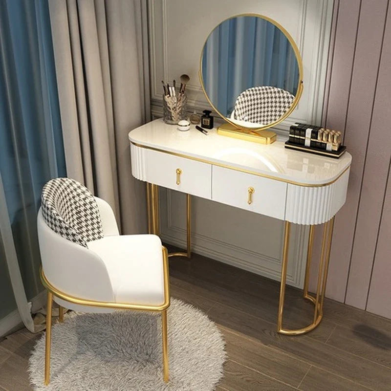 Cabinets Bedroom Tables Luxury Solid Dresser Vanity Dressing Modern Mirror Tables With Makeup Comfortable Bedroom Drawers