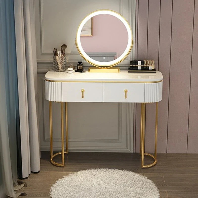 Cabinets Bedroom Tables Luxury Solid Dresser Vanity Dressing Modern Mirror Tables With Makeup Comfortable Bedroom Drawers