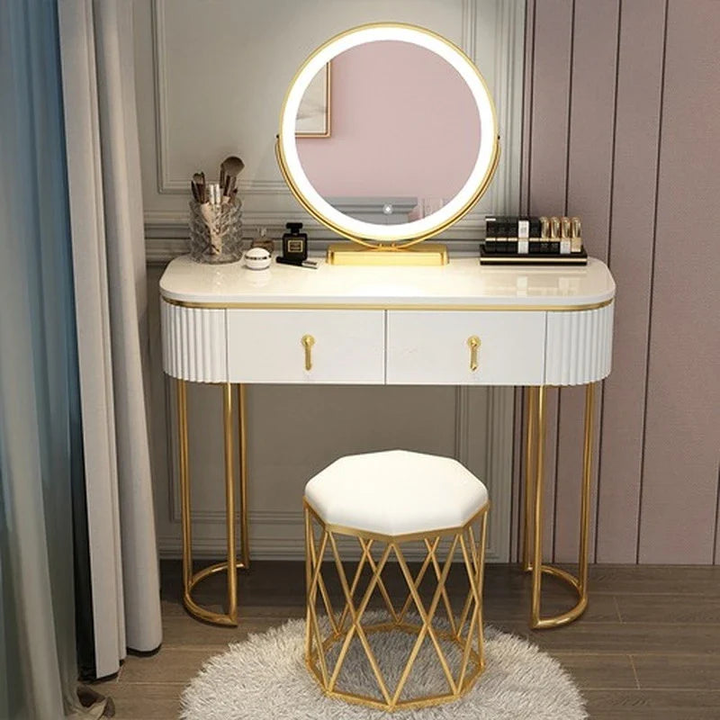 Cabinets Bedroom Tables Luxury Solid Dresser Vanity Dressing Modern Mirror Tables With Makeup Comfortable Bedroom Drawers