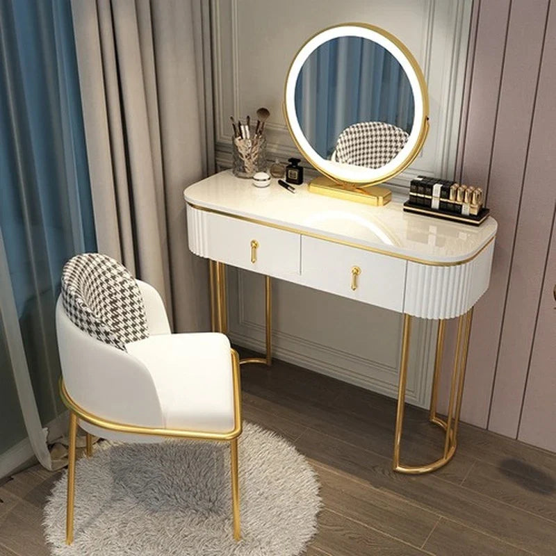 Cabinets Bedroom Tables Luxury Solid Dresser Vanity Dressing Modern Mirror Tables With Makeup Comfortable Bedroom Drawers