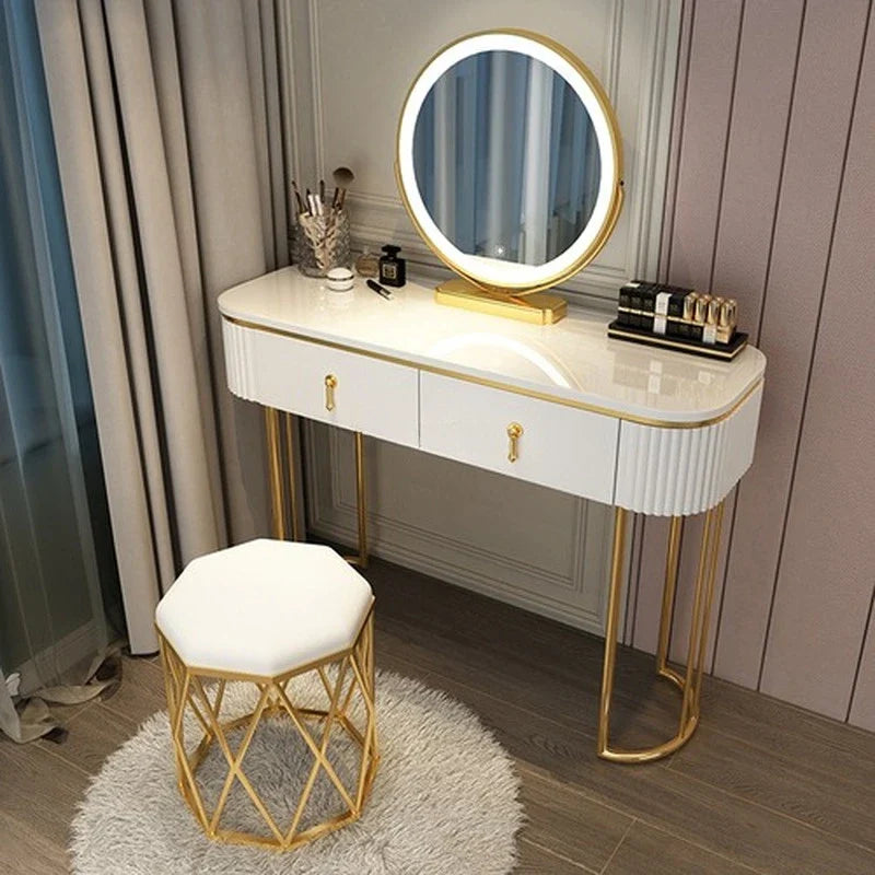 Cabinets Bedroom Tables Luxury Solid Dresser Vanity Dressing Modern Mirror Tables With Makeup Comfortable Bedroom Drawers