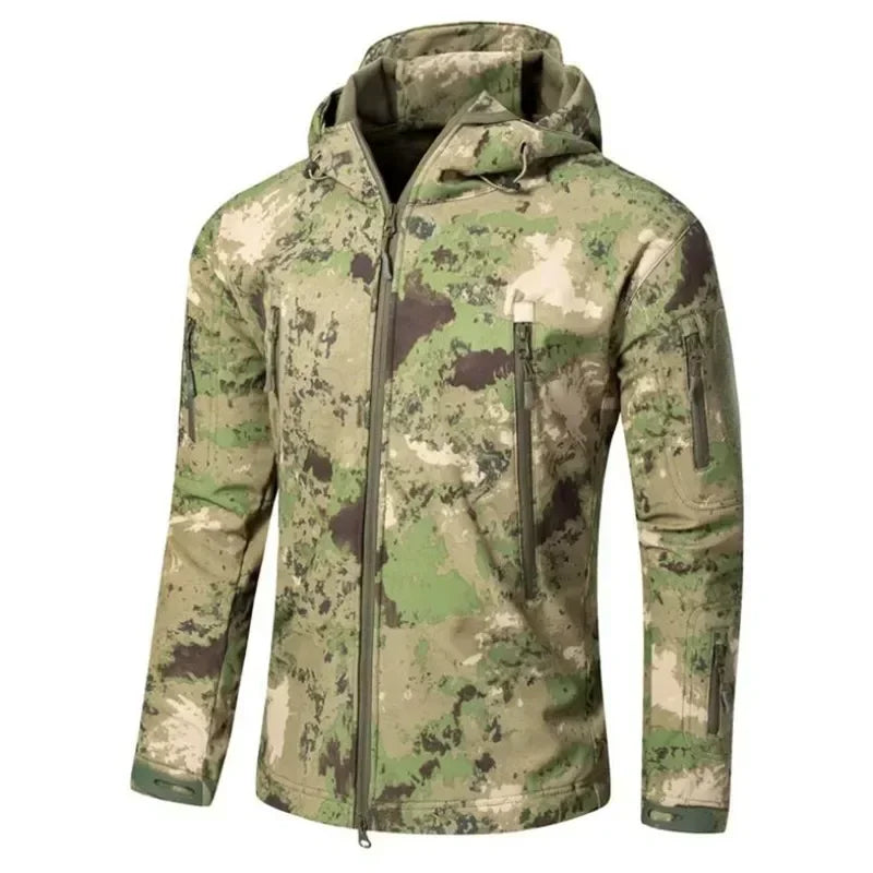 Camouflage Army Tactical Hooded Jackets Uniform Softshell Warm Fleece Waterproof Men's Male Coat Military Windbreakers Clothing