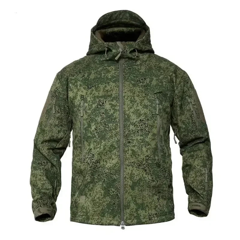 Camouflage Army Tactical Hooded Jackets Uniform Softshell Warm Fleece Waterproof Men's Male Coat Military Windbreakers Clothing