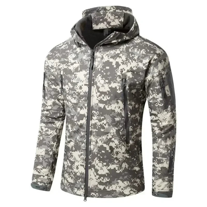 Camouflage Army Tactical Hooded Jackets Uniform Softshell Warm Fleece Waterproof Men's Male Coat Military Windbreakers Clothing