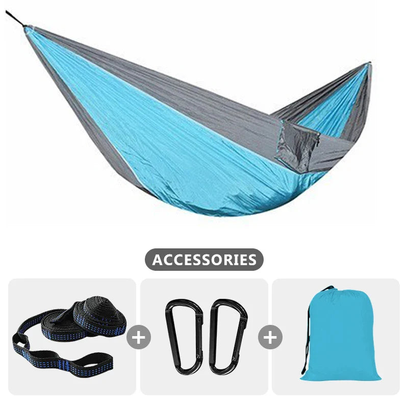 Camping Hammock For Single 220x100cm Outdoor Hunting Survival Portable Garden Yard Patio Leisure Parachute Hammock Swing Travel