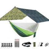 Camping Hammock with Bug Net and Rainfly Tarp,118x118in Portable Waterproof and UV Protection Hammock Tent for Indoor, Outdoor